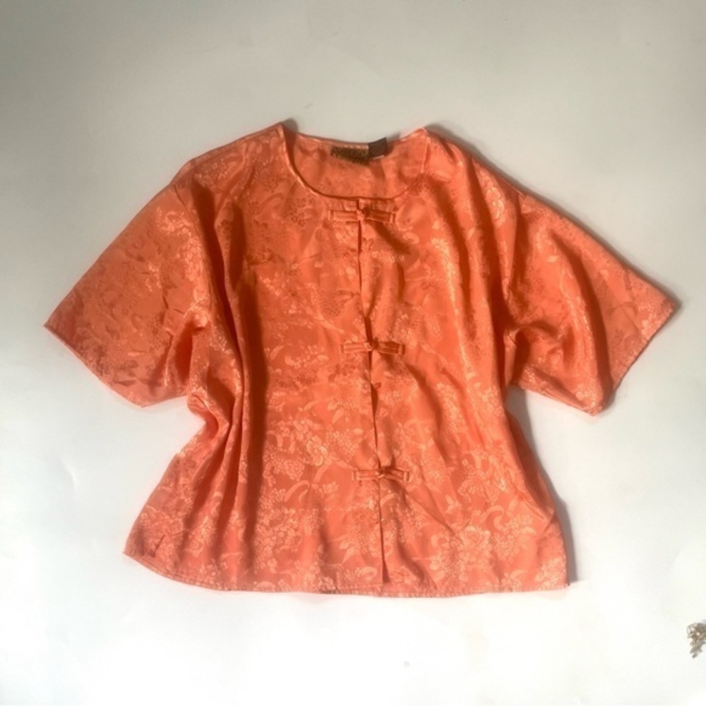 VINTAGE ASIAN SATIN LIKE KIMONO STYLE TOP